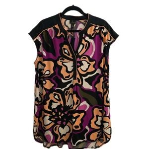 NEW Worthington Womens Top Size 1X Multi Color Sleeveless V Neck Blouse